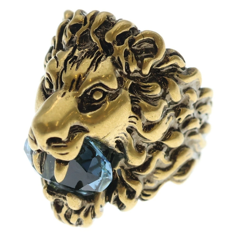 GUCCI(グッチ) LION HEAD RING イタリア製 ライオンヘッド ストーン付き 指輪 ゴールド