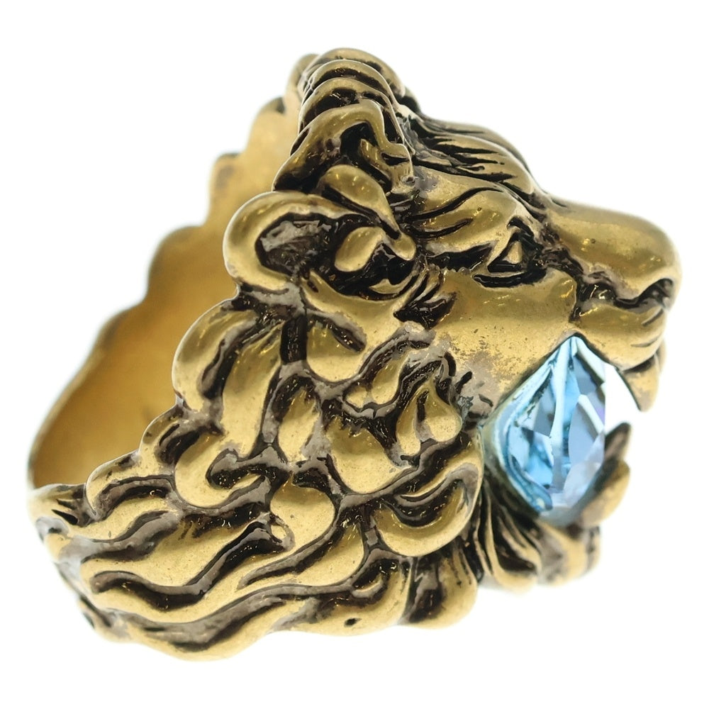 GUCCI(グッチ) LION HEAD RING イタリア製 ライオンヘッド ストーン付き 指輪 ゴールド