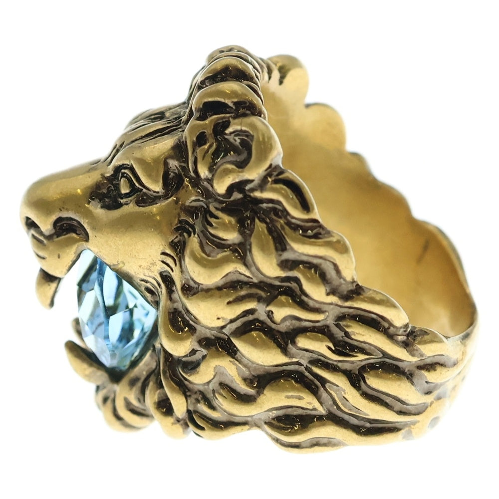 GUCCI(グッチ) LION HEAD RING イタリア製 ライオンヘッド ストーン付き 指輪 ゴールド