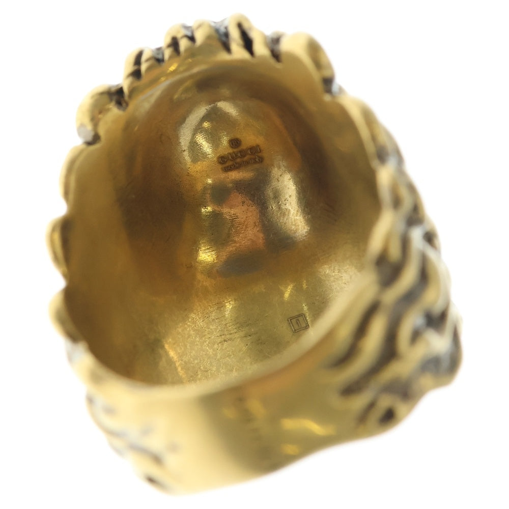 GUCCI(グッチ) LION HEAD RING イタリア製 ライオンヘッド ストーン付き 指輪 ゴールド