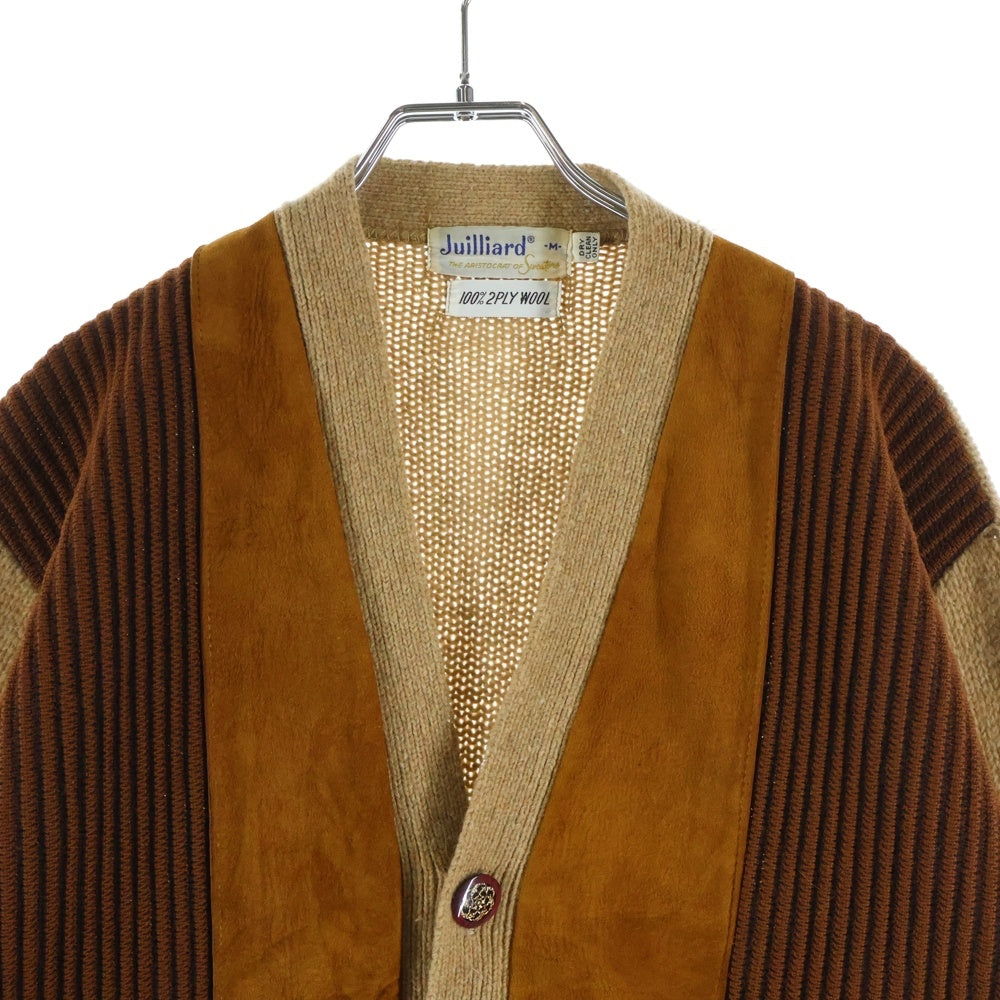 VINTAGE(ヴィンテージ) 60S JUILLIARD (ジュリアード) WOOL CARDIGAN スエード切替 ウール カーディガン ベージュ/ブラウン