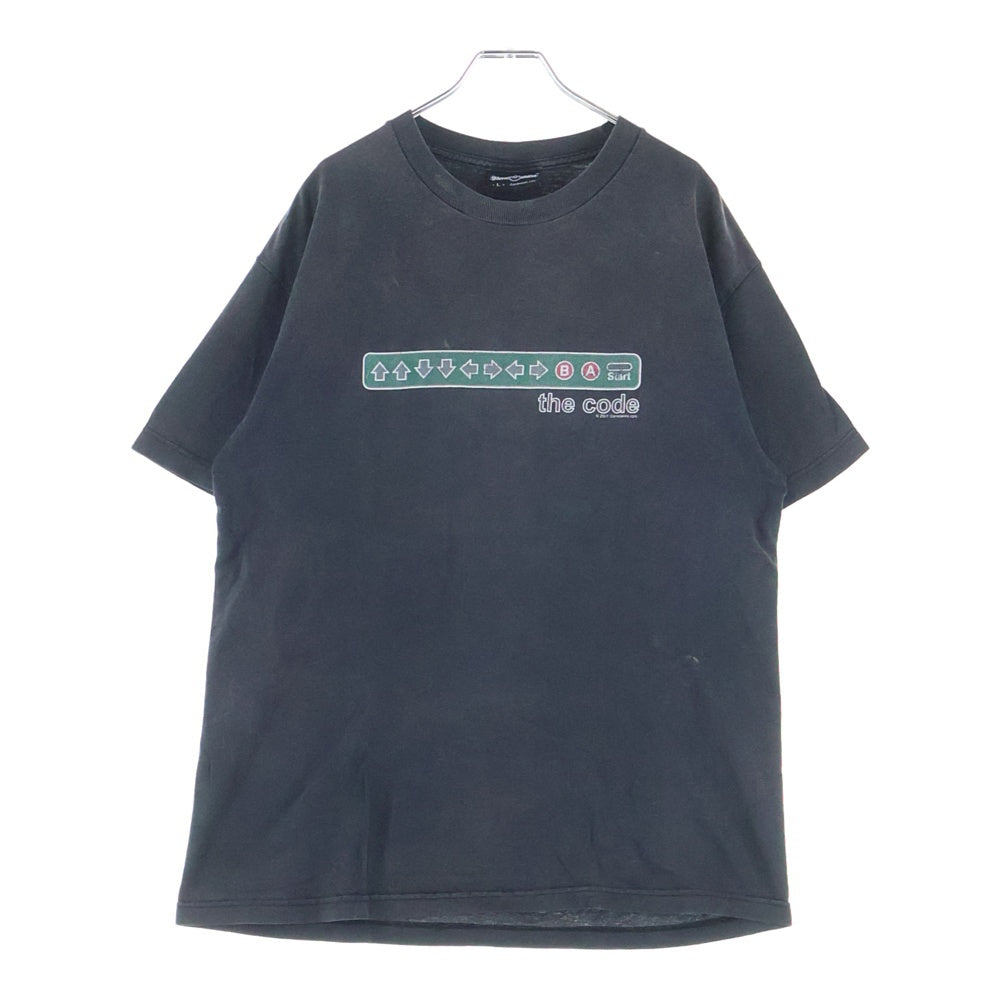 VINTAGE(ヴィンテージ) 00S THE CODE 2001 USA製 グラディウス 隠しコマンド 上上下下左右左右BA 半袖Tシャツ カットソー ブラック 2001