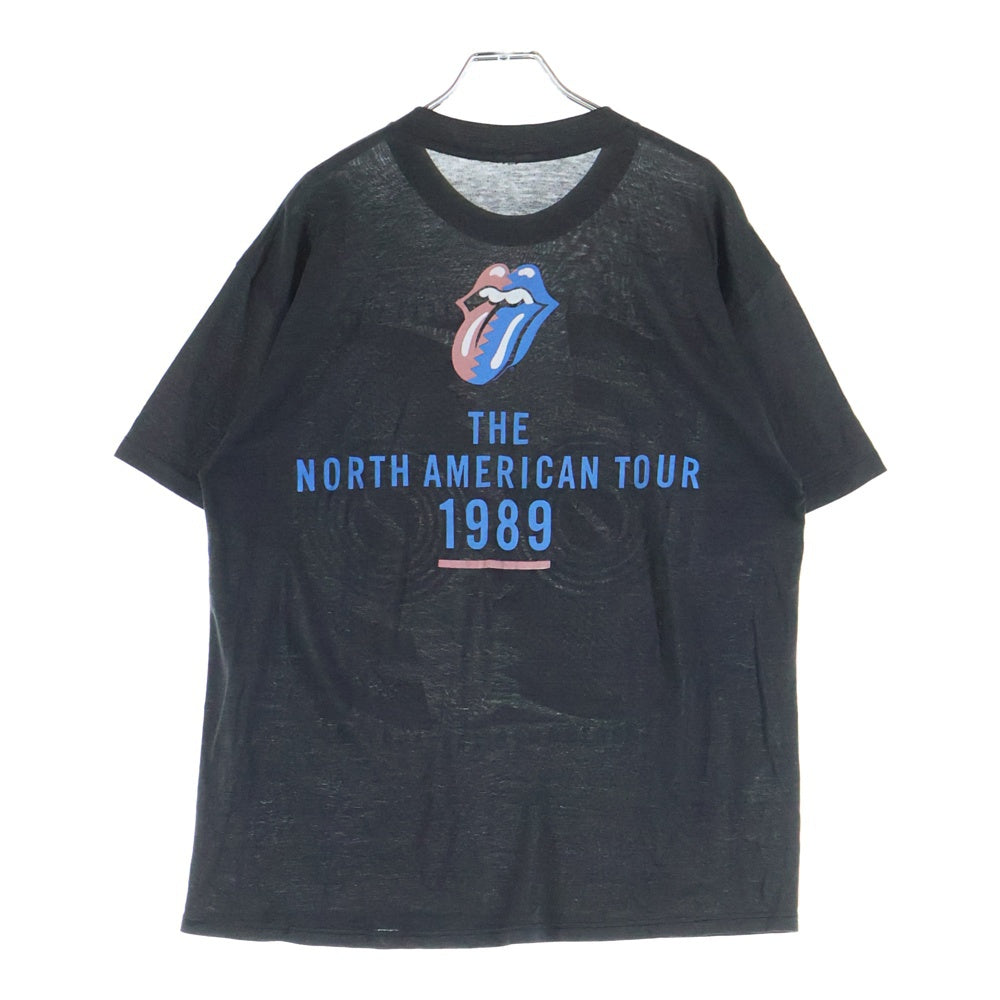 VINTAGE(ヴィンテージ) 80S ローリングストーンズ ザ ローリング ストーンズ スティール ホイールズ ザ ノース アメリカン ツアー フロント プリント 半袖Tシャツ ブラック