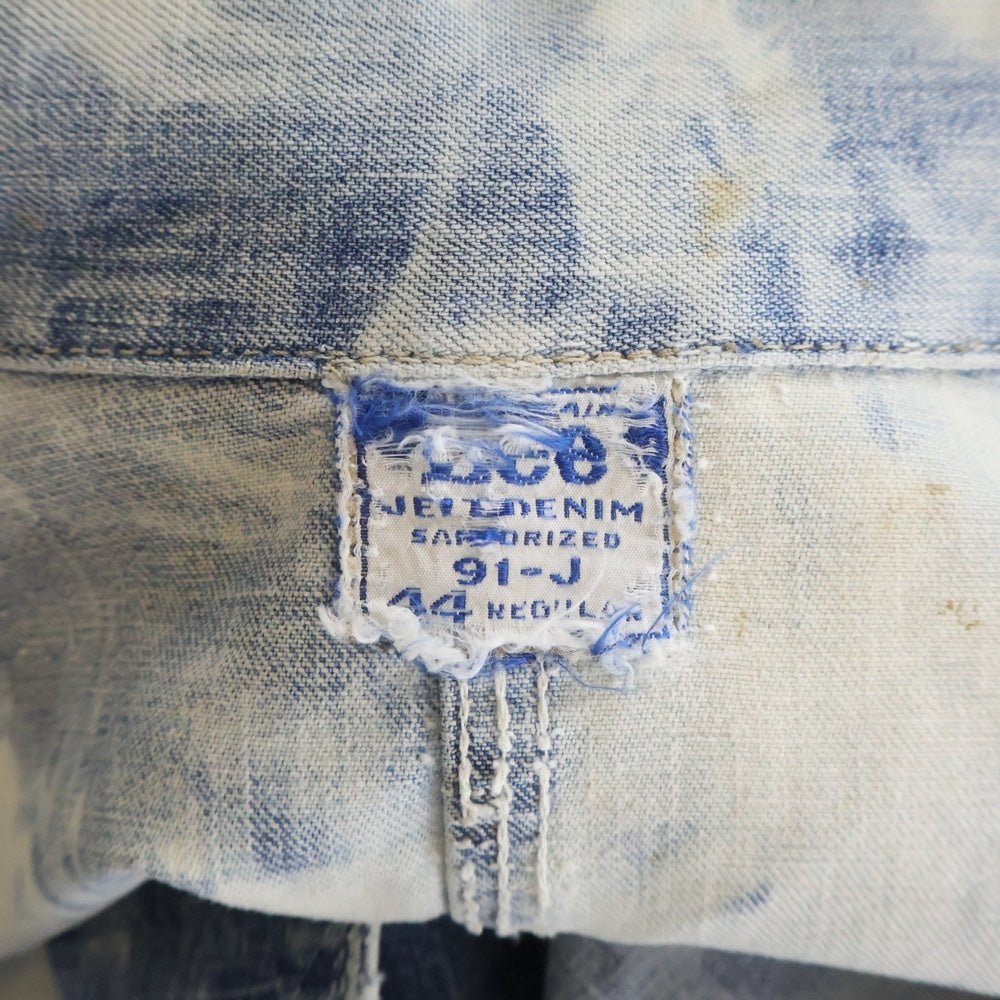 LEE(リー) 60s VINTAGE 91-J BORO DENIM COVER ALL BLEACH加工 デニムカバーオール ブルー/ホワイト
