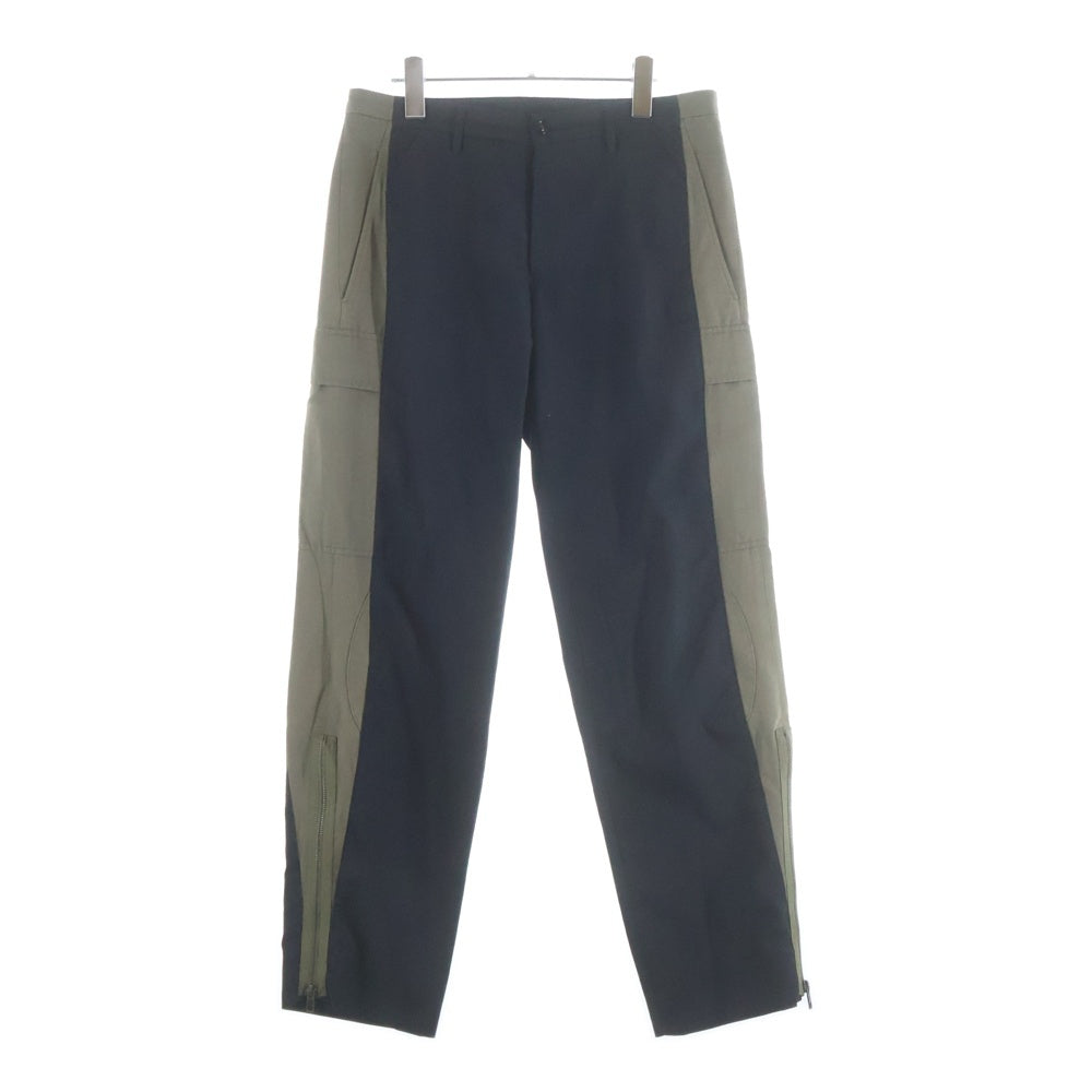Maison Margiela(メゾンマルジェラ) 12SS ZIP SIDE BYCOLOR PANTS S30KA0263 切り替え ジップ カーゴパンツ カーキ/ブラック