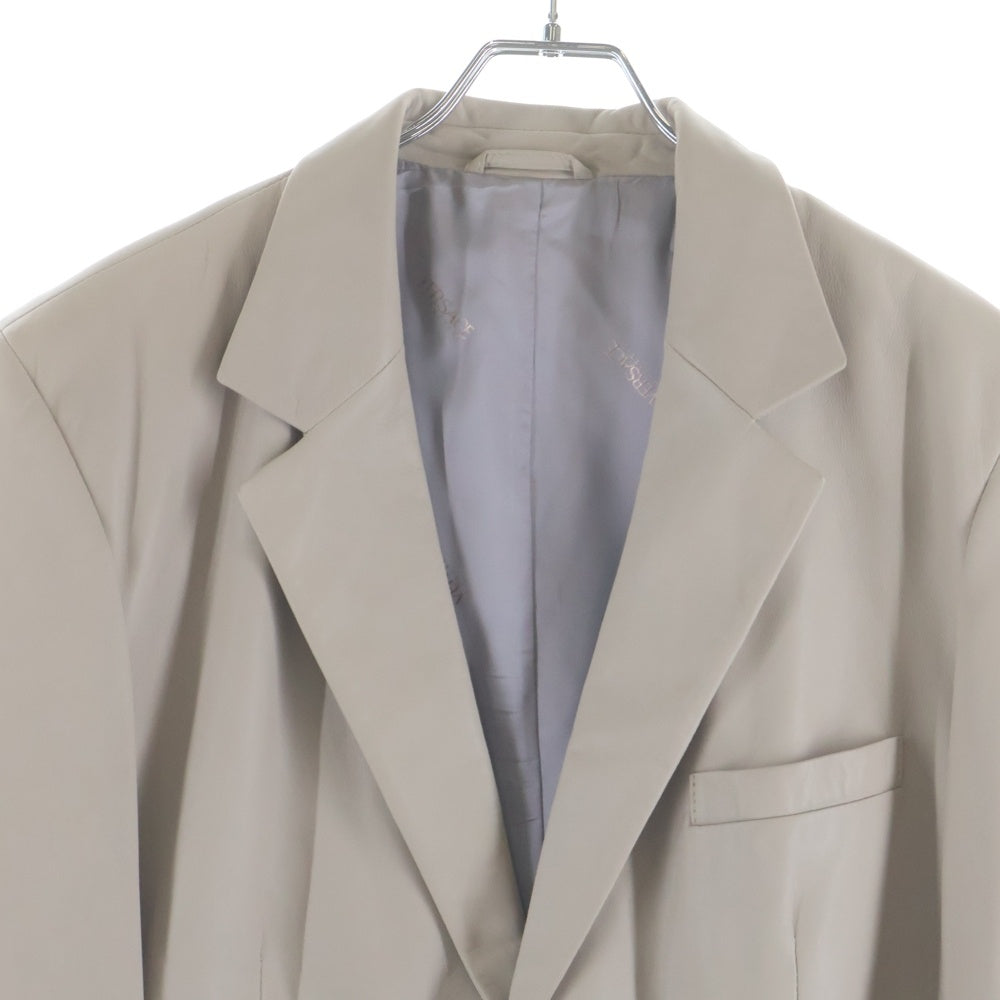 VERSACE COLLECTION(ヴェルサーチコレクション) LAMB LEATHER TAILORED JACKET ラムレザー テーラードジャケット ベージュ
