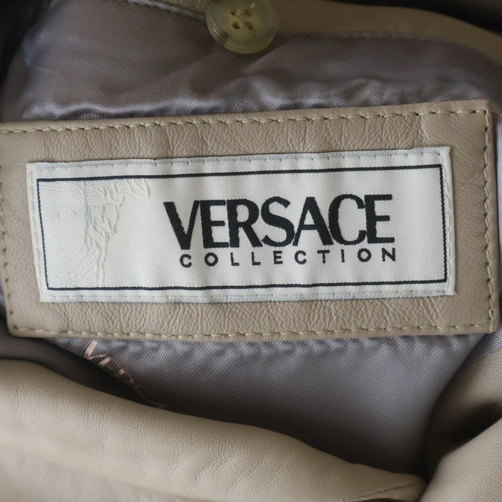 VERSACE COLLECTION(ヴェルサーチコレクション) LAMB LEATHER TAILORED JACKET ラムレザー テーラードジャケット ベージュ