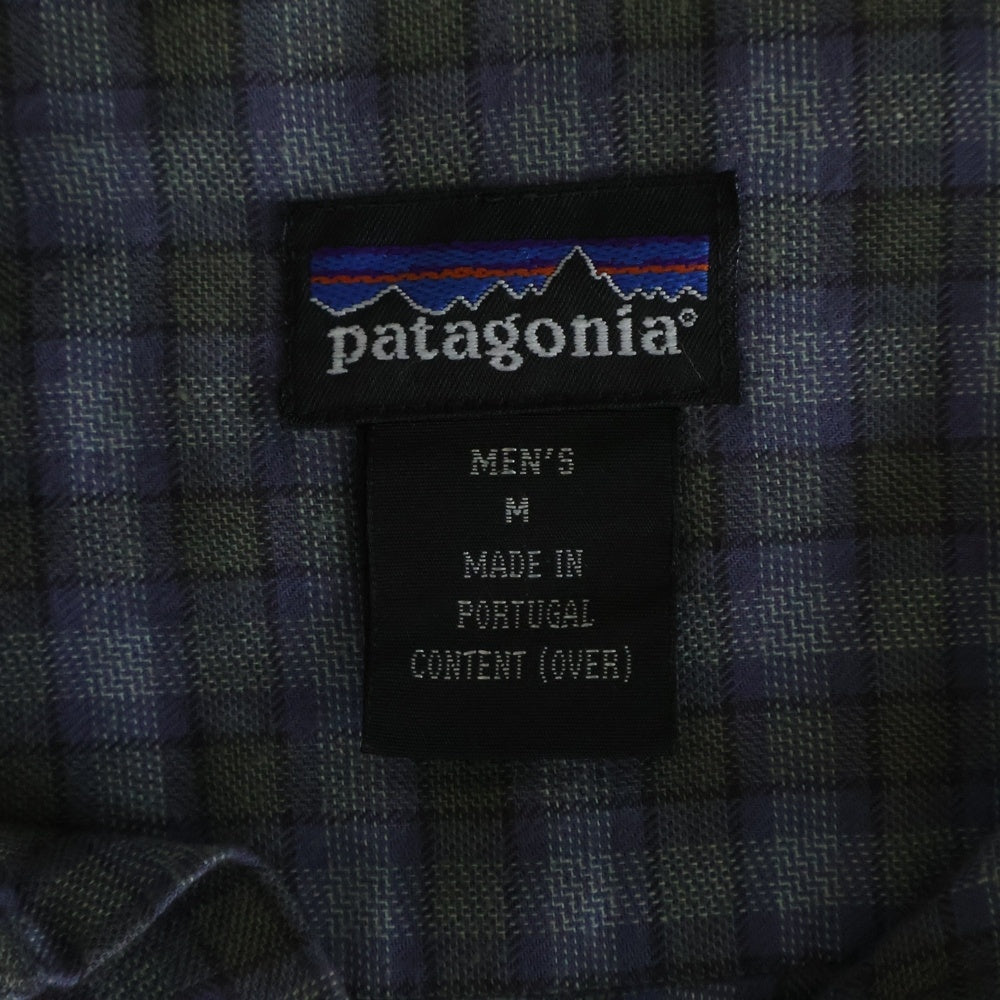 PATAGONIA(パタゴニア) 90S REGULAR COLLAR DOUBLE POCKET SHIRT L/S ダブルポケット チェック柄長袖フランネルシャツ ブルー