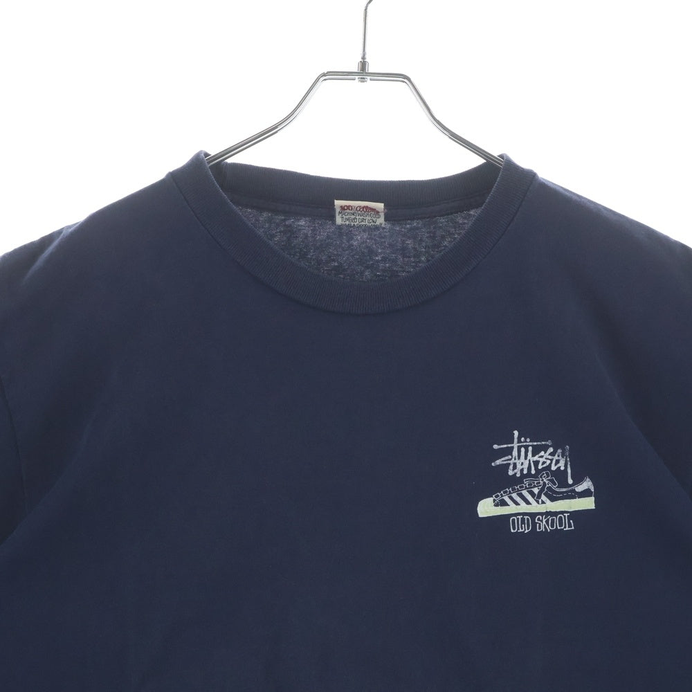 STUSSY(ステューシー) 90S OLD SKOOL FLAVOR SUPERSTAR オールドスクール スーパースター 両面プリント 半袖Tシャツ カットソー ネイビー