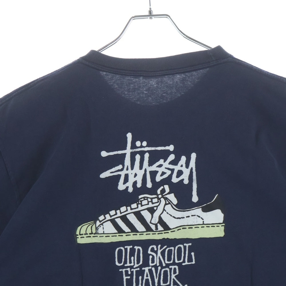 STUSSY(ステューシー) 90S OLD SKOOL FLAVOR SUPERSTAR オールドスクール スーパースター 両面プリント 半袖Tシャツ カットソー ネイビー