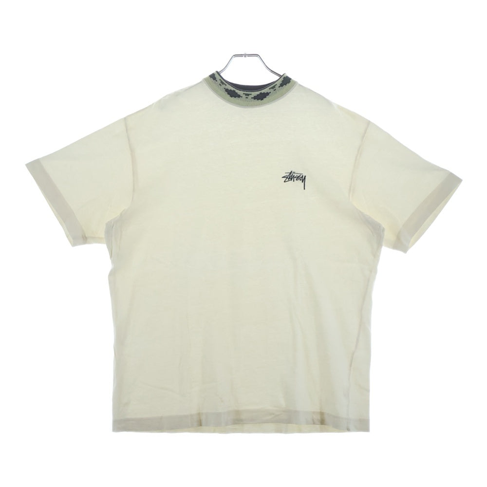 STUSSY(ステューシー) 80S ASTEKA MOCK NECK アステカ モックネック 半袖Tシャツ カットソー ホワイト