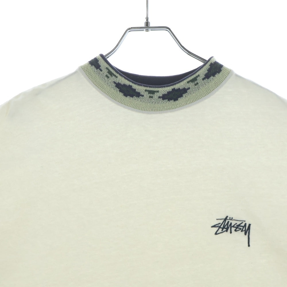 STUSSY(ステューシー) 80S ASTEKA MOCK NECK アステカ モックネック 半袖Tシャツ カットソー ホワイト