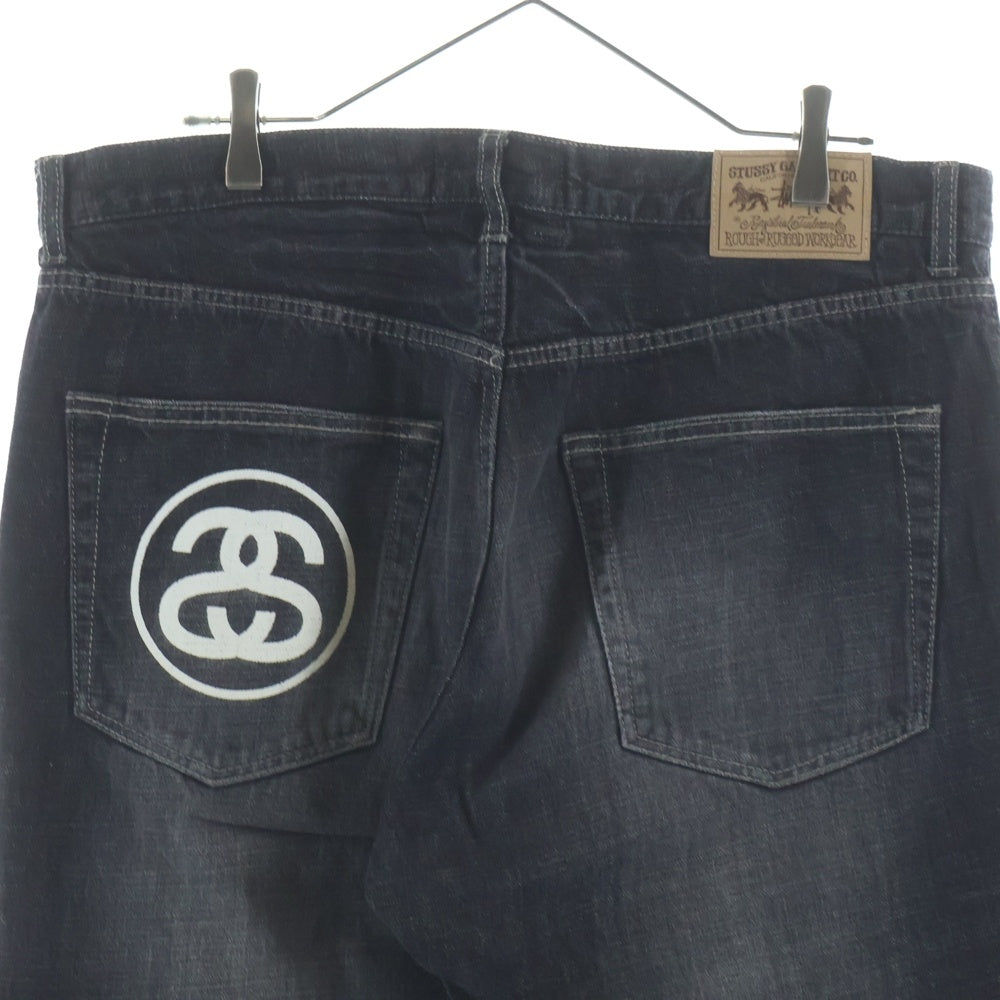 STUSSY(ステューシー) 90-00S OLD GARMENT CO AUTHENTIC WORKGEAR DENIM PANTS オールド ワークギア ダメージ加工 デニムパンツ ブラック