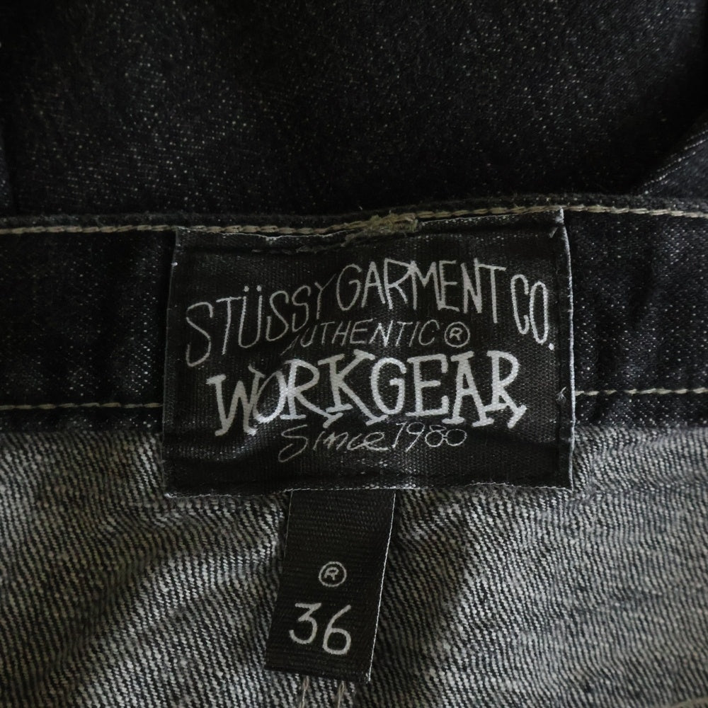 STUSSY(ステューシー) 90-00S OLD GARMENT CO AUTHENTIC WORKGEAR DENIM PANTS オールド ワークギア ダメージ加工 デニムパンツ ブラック