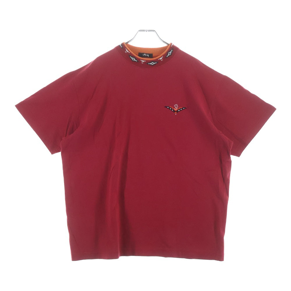STUSSY(ステューシー) 80S ASTEKA MOCK NECK アステカ モックネック 半袖Tシャツ カットソー レッド