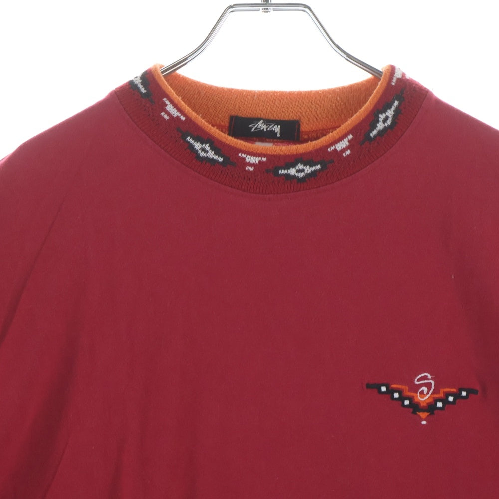 STUSSY(ステューシー) 80S ASTEKA MOCK NECK アステカ モックネック 半袖Tシャツ カットソー レッド