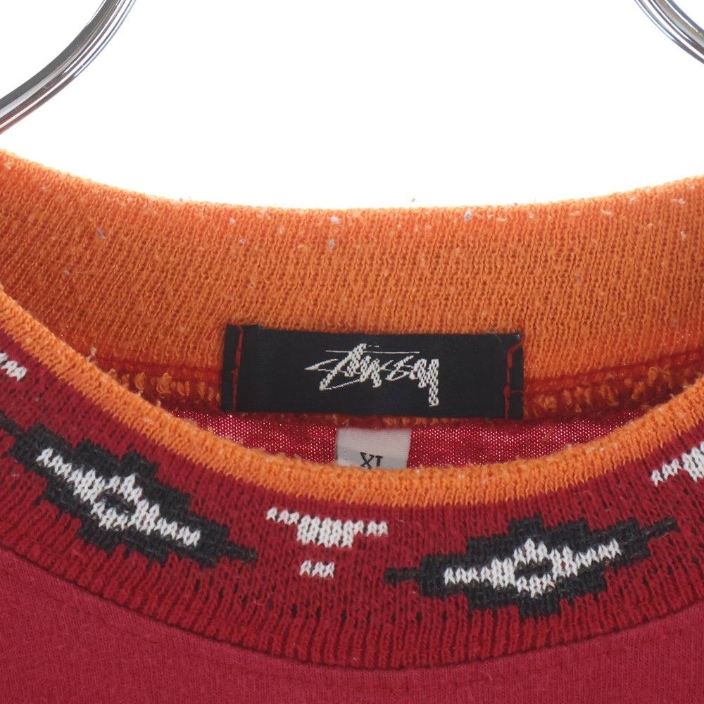 STUSSY(ステューシー) 80S ASTEKA MOCK NECK アステカ モックネック 半袖Tシャツ カットソー レッド