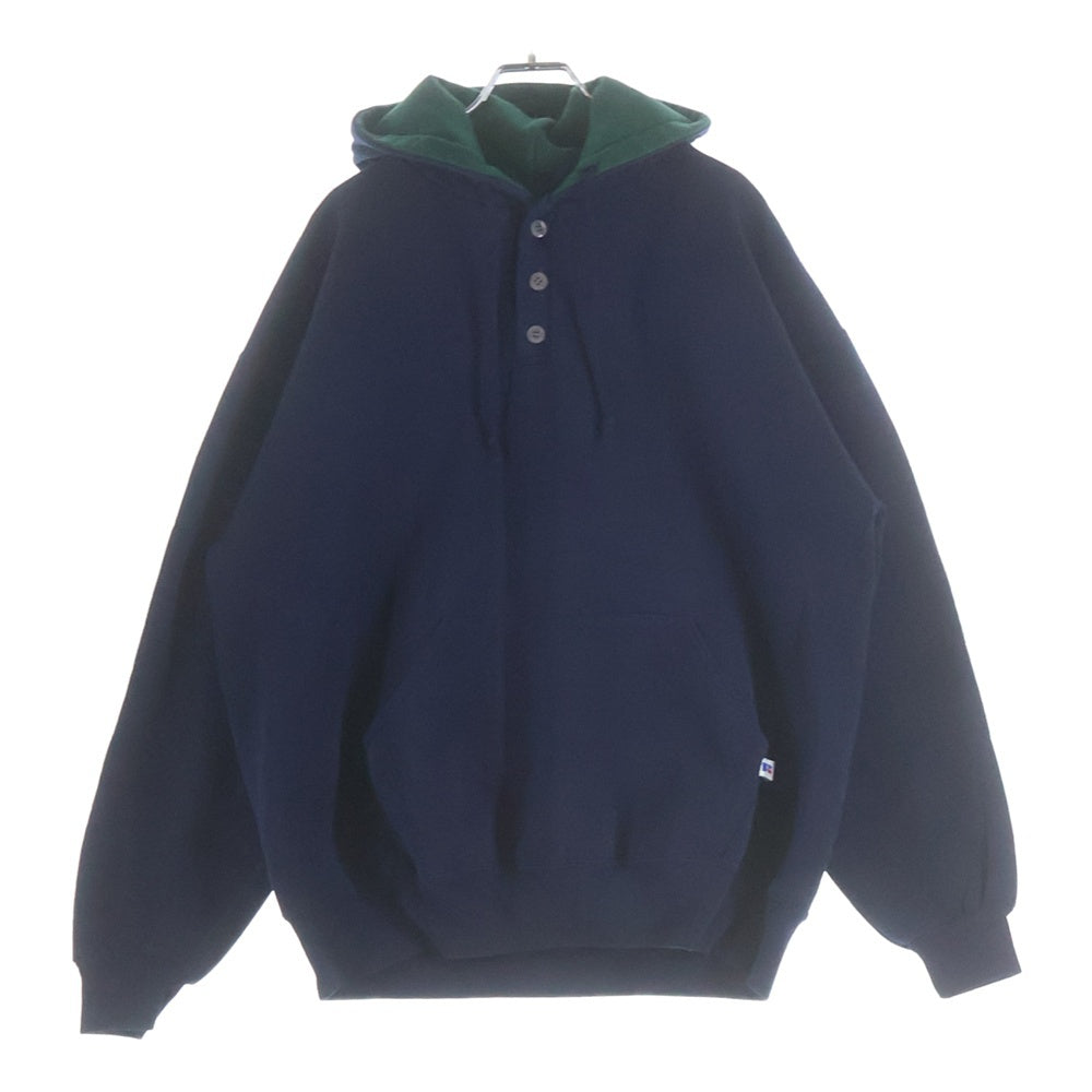 RUSSELL(ラッセル) VINTAGE 90S BUTTON HOODIE PARKA USA製 スウェット パーカー フーディー ネイビー/グリーン