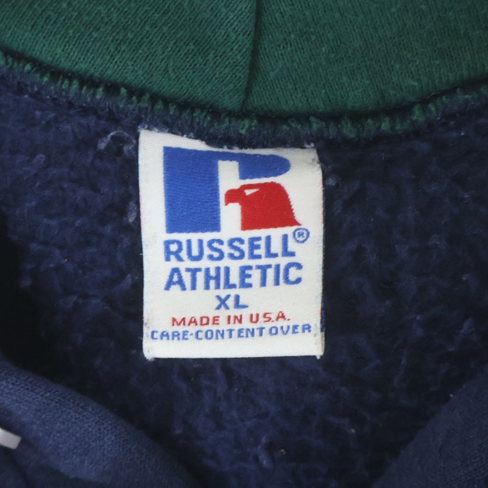 RUSSELL(ラッセル) VINTAGE 90S BUTTON HOODIE PARKA USA製 スウェット パーカー フーディー ネイビー/グリーン