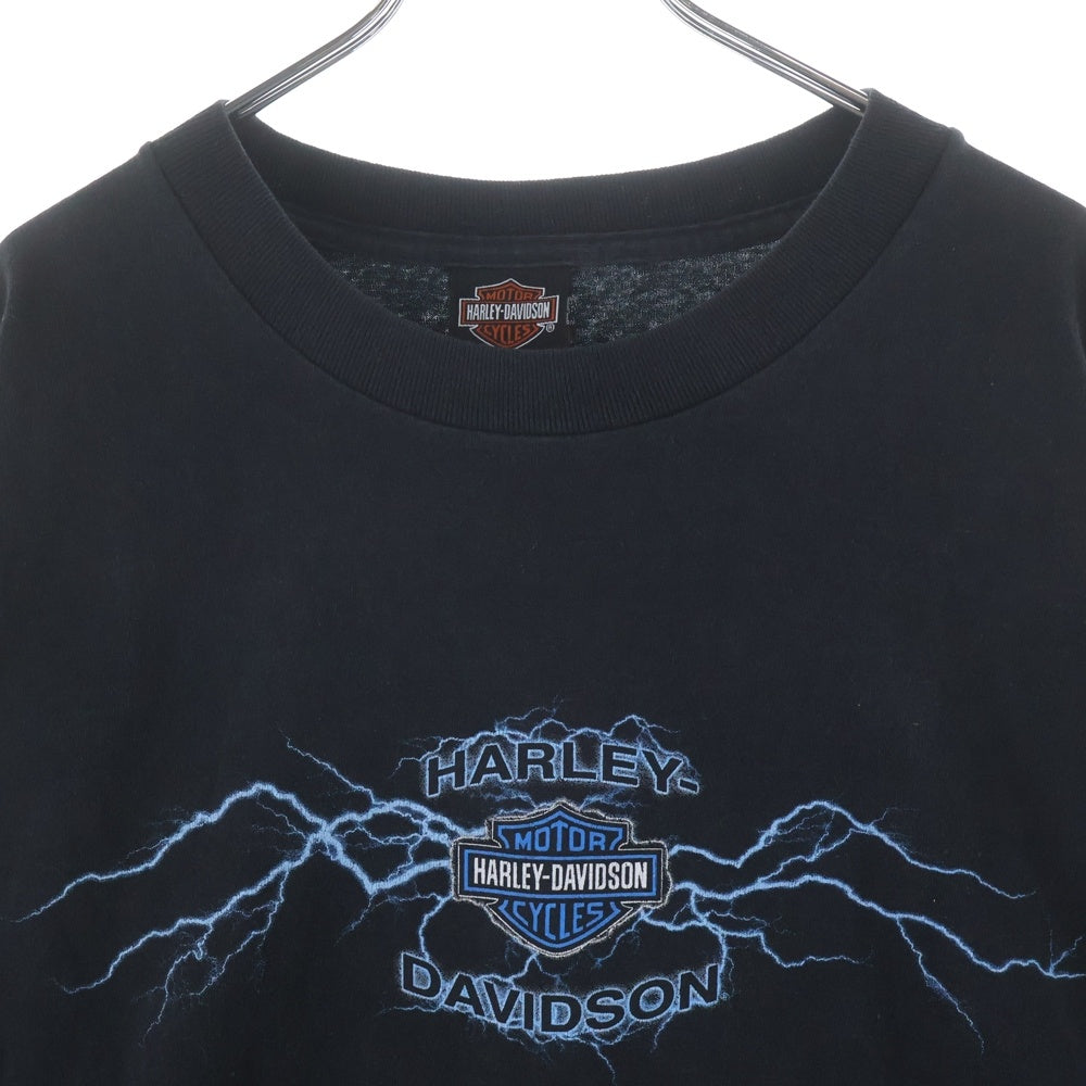 HARLEY DAVIDSON(ハーレーダビッドソン) 00S BAR & SHIELD BLUE LIGHTNING THUNDER L/S TEE バー アンド シールド ブルー サンダー 長袖 カットソー ブラック/ブルー