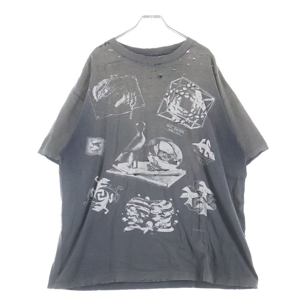 VINTAGE(ヴィンテージ) 90S M.C. ESCHER DRAWINGS エッシャー ドローウィング アート 半袖Tシャツ カットソー ブラック