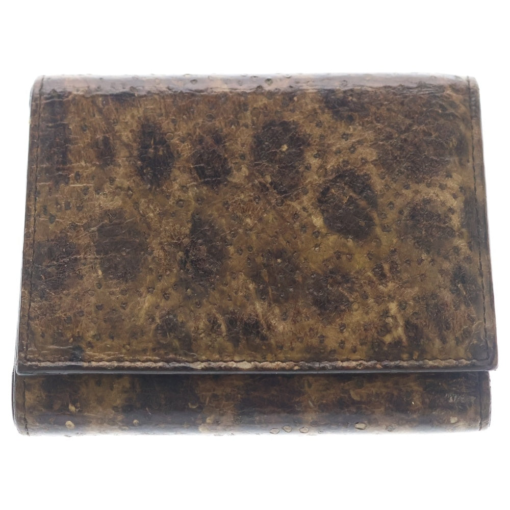 HELMUT LANG(ヘルムートラング) パイソン柄 三つ折り財布 ブラウン カードケース レザー