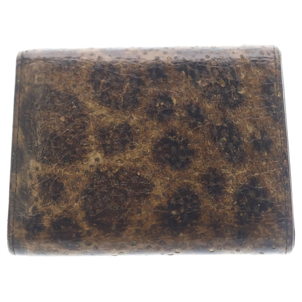 HELMUT LANG(ヘルムートラング) パイソン柄 三つ折り財布 ブラウン カードケース レザー