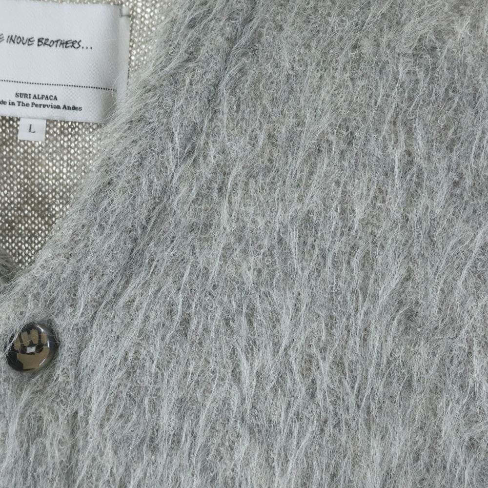 THE INOUE BROTHERS(ザイノウエブラザーズ) SURI CARDIGAN コットンアルパカ 毛足長 ニットカーディガン グレー KNIT7-SUR-NYLON