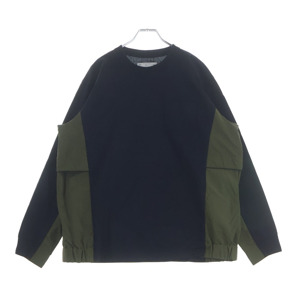 Sacai(サカイ) 25AW Taslan Nylon x Cotton Jersey L/S T-Shirt 25-03731M ナイロンドッキング長袖Tシャツ ネイビー