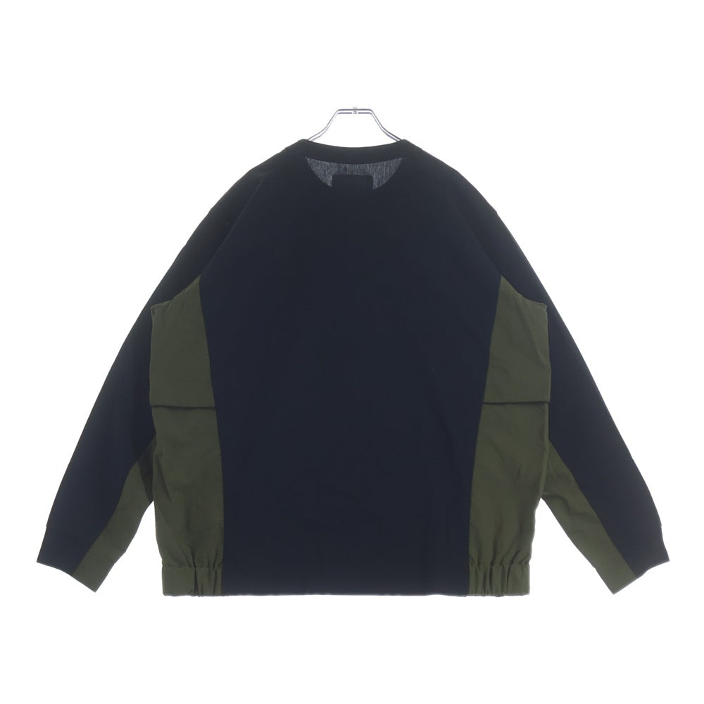 Sacai(サカイ) 25AW Taslan Nylon x Cotton Jersey L/S T-Shirt 25-03731M ナイロンドッキング長袖Tシャツ ネイビー