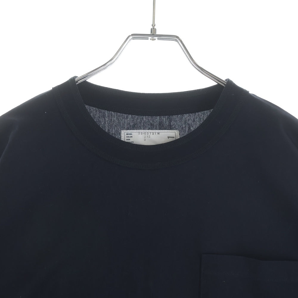 Sacai(サカイ) 25AW Taslan Nylon x Cotton Jersey L/S T-Shirt 25-03731M ナイロンドッキング長袖Tシャツ ネイビー
