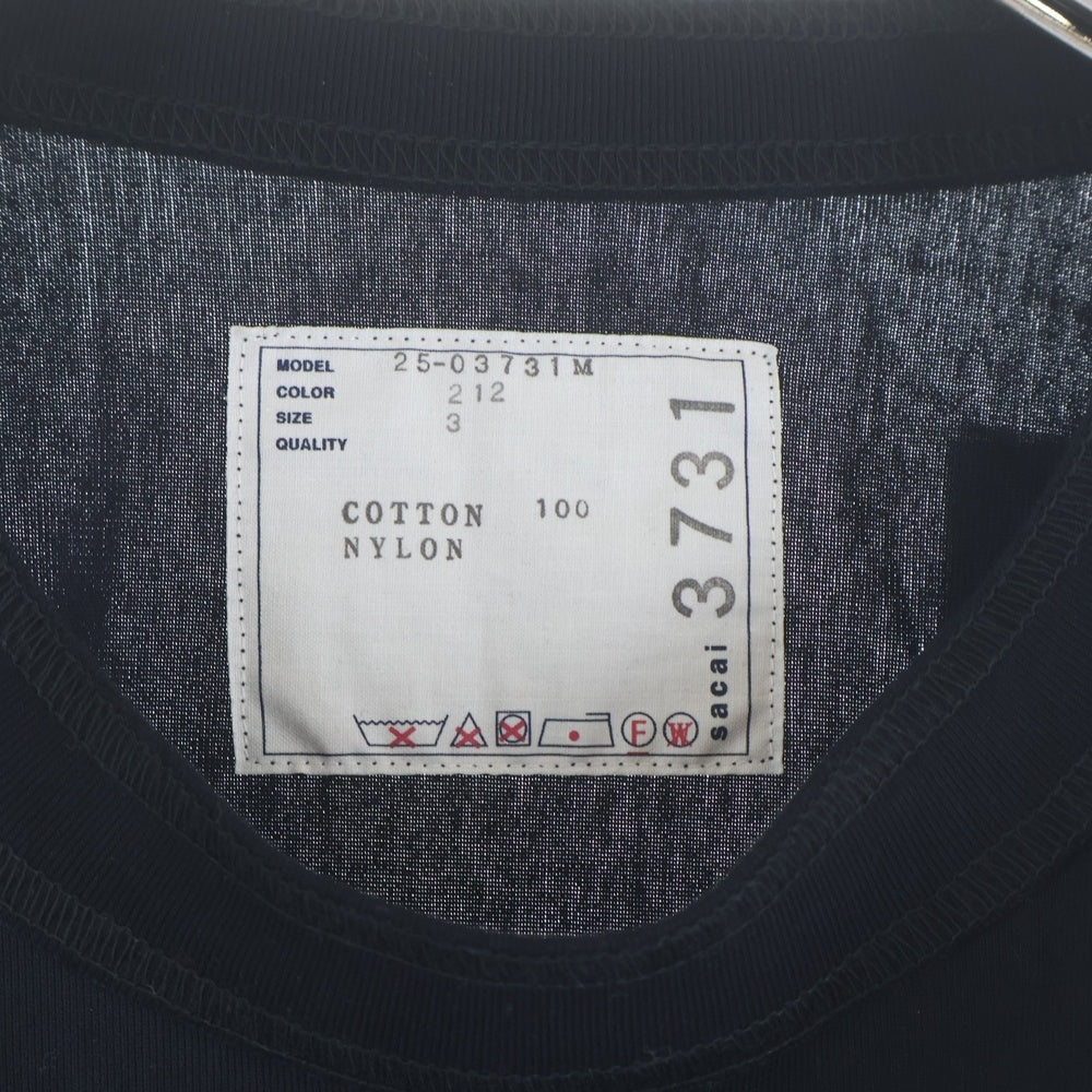 Sacai(サカイ) 25AW Taslan Nylon x Cotton Jersey L/S T-Shirt 25-03731M ナイロンドッキング長袖Tシャツ ネイビー