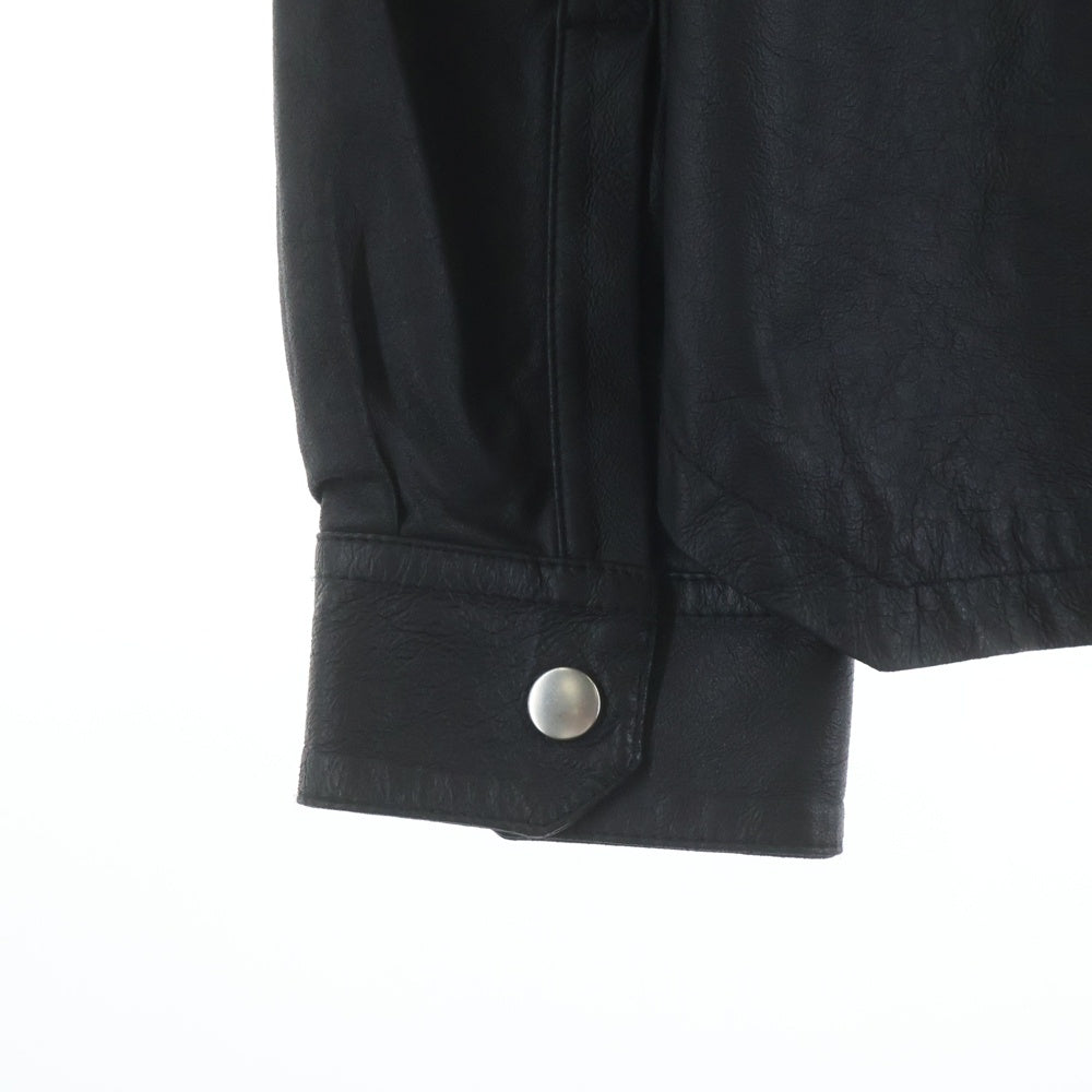 Rick Owens(リックオウエンス) 21AW LARRY LEATHER SHIRT ジップアップ ラリージャケット ブルゾン ブラック RU02A5288-LP