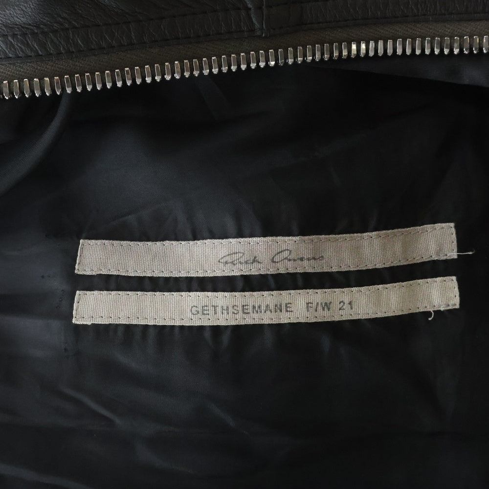 Rick Owens(リックオウエンス) 21AW LARRY LEATHER SHIRT ジップアップ ラリージャケット ブルゾン ブラック RU02A5288-LP