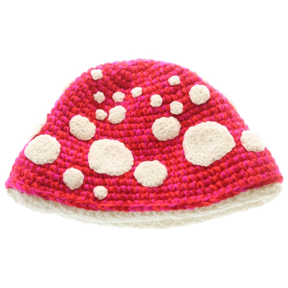 99%is(ナインティナインパーセントイズ) HAND MADE MAG1%C MUSHROOM BUCKET HAT ハンドメイド マッシュルーム ピンズ ニット帽 レッド/ホワイト レディース