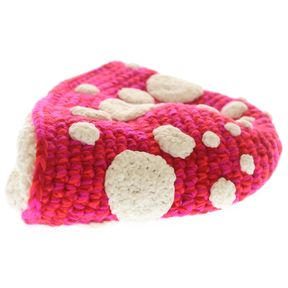 99%is(ナインティナインパーセントイズ) HAND MADE MAG1%C MUSHROOM BUCKET HAT ハンドメイド マッシュルーム ピンズ ニット帽 レッド/ホワイト レディース