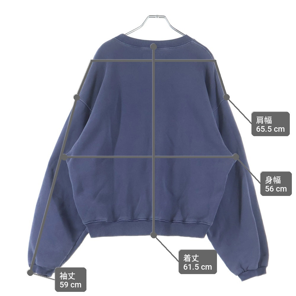ERL(イーアールエル) Script Crewneck Knit ERL10T027 ロゴ刺繍 クルーネック長袖スウェットトレーナー パープル