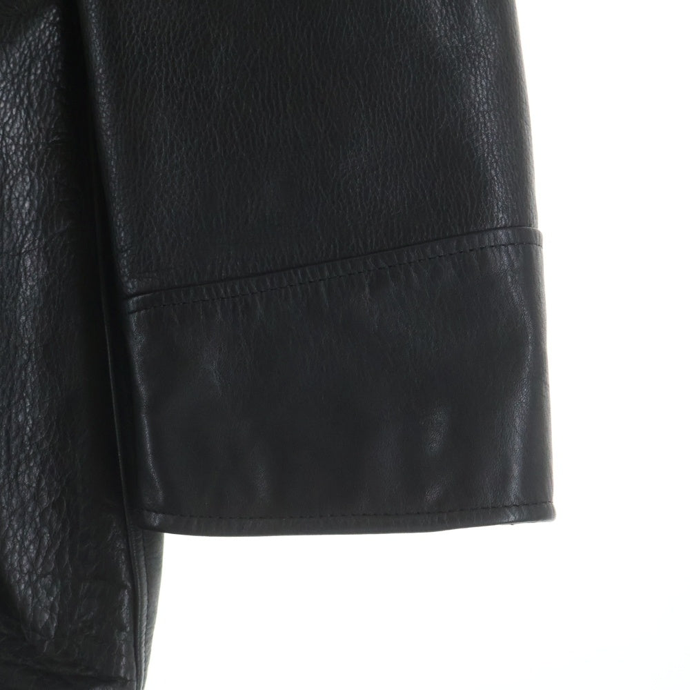 WACKO MARIA(ワコマリア) 24SS LEATHER CAR COAT TYPE-2 裏地レオパード カウハイド レザー カーコート ジャケット ブラック