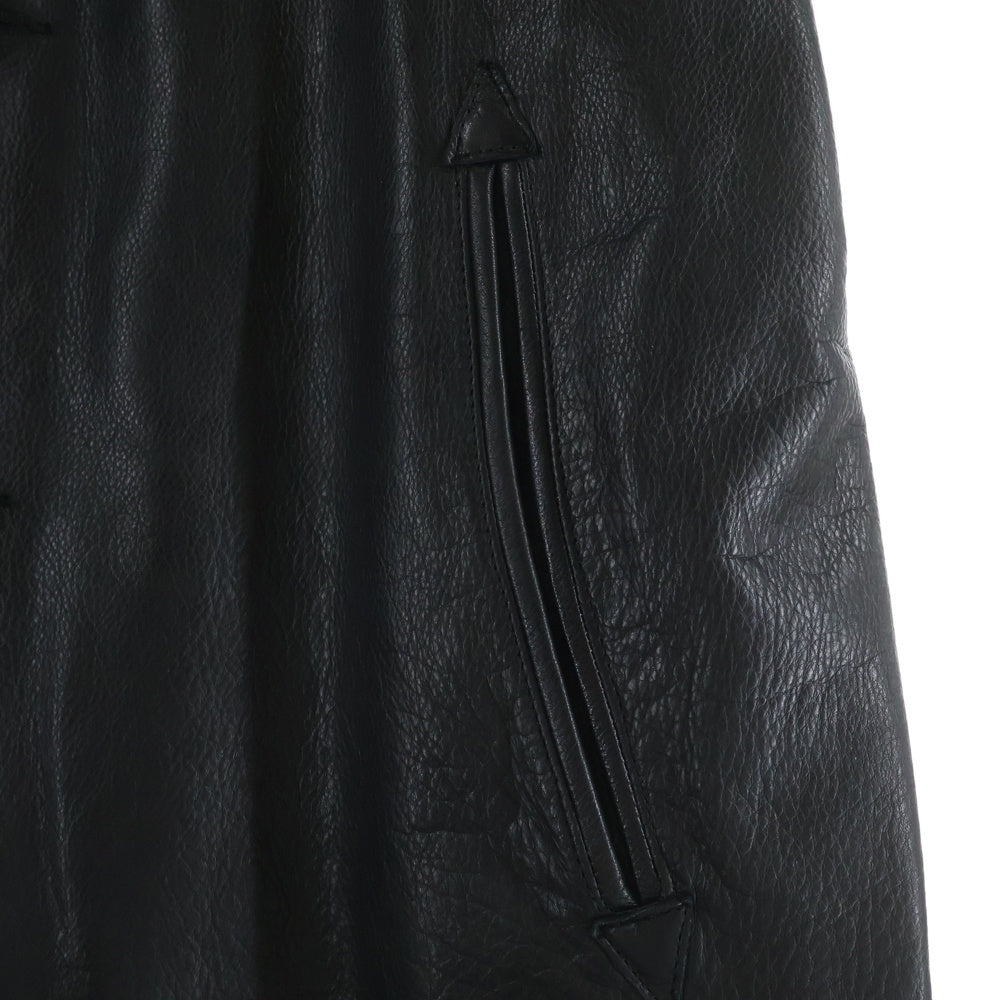 WACKO MARIA(ワコマリア) 24SS LEATHER CAR COAT TYPE-2 裏地レオパード カウハイド レザー カーコート ジャケット ブラック