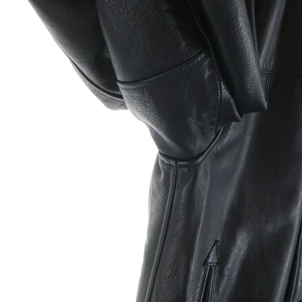 WACKO MARIA(ワコマリア) 24SS LEATHER CAR COAT TYPE-2 裏地レオパード カウハイド レザー カーコート ジャケット ブラック