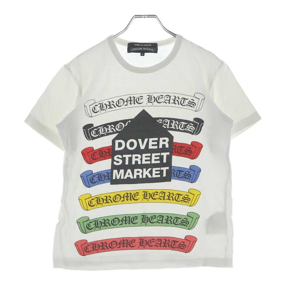CHROME HEARTS(クロムハーツ) 12SS ×COMME des GARCONS (コムデギャルソン) DSMG別注 マルチスクロールラベル ロゴプリント 半袖Tシャツ カットソー ホワイト レディース