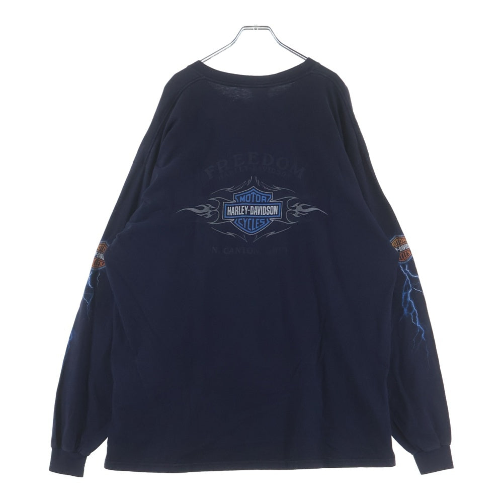 HARLEY DAVIDSON(ハーレーダビッドソン) 00S BAR & SIELD BLUE THUNDER L/S TEE バーアンドシールド ブルー サンダー 長袖Tシャツ カットソー ネイビー