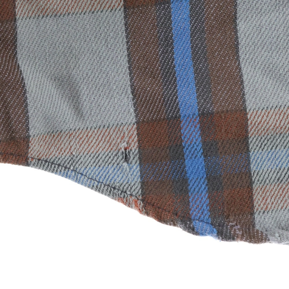 FIVE BROTHERS(ファイブブラザー) 70-80S FLANNEL CHECK L/S SHIRT コットン チェック 長袖 ネルシャツ ブラウン/ブルー/グレー