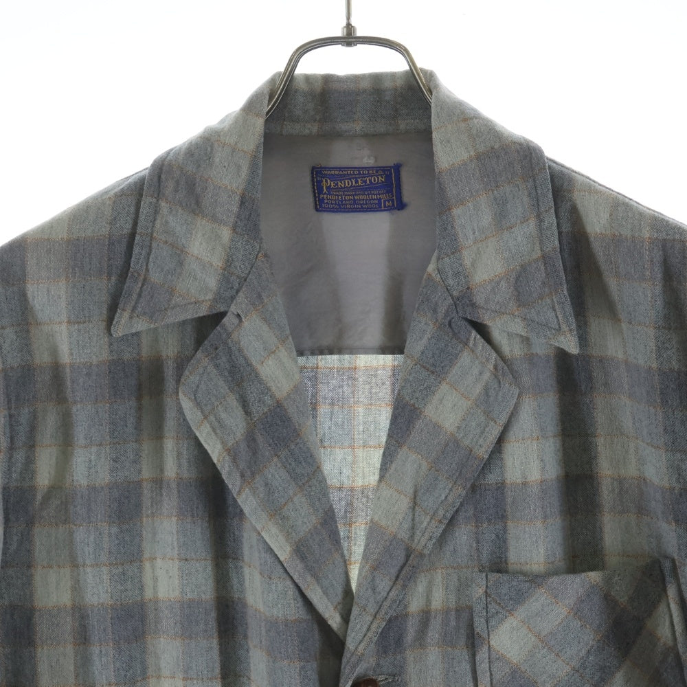 PENDLETON(ペンドルトン) 50S WOOL CHECK TAILERD JACKET ウール チェック テーラードジャケット グレー/オレンジ