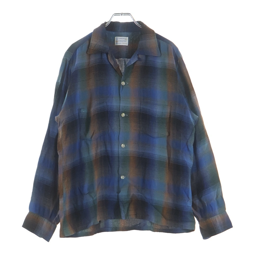 PENNEYS TOWNCRAFT(ぺニーズタウンクラフト) 60s PLUS OMBRE CHECK RAYON SHIRT プラス オンブレチェック レーヨン 長袖シャツ ブルー/ブラック/ブラウン