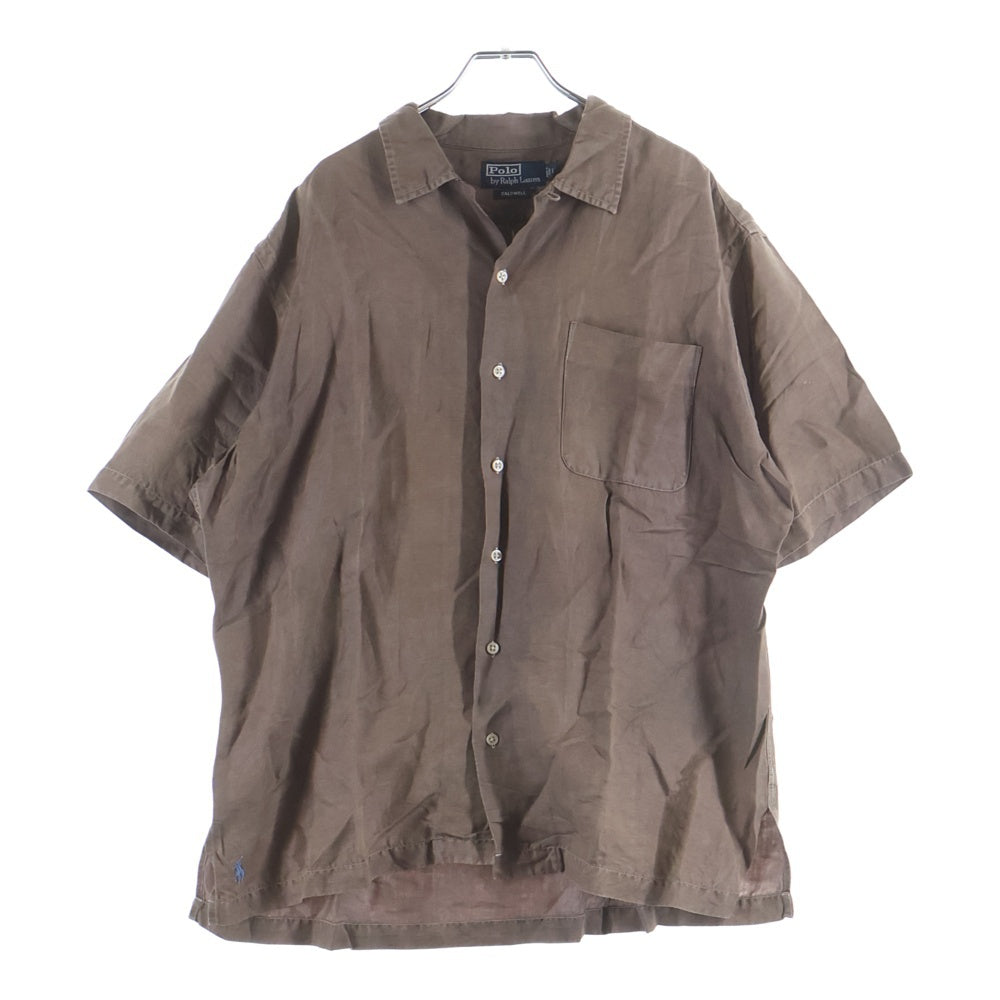 POLO RALPH LAUREN(ポロラルフローレン) CALDWELL SILK LINEN OPEN COLOR S/S SHIRT シルク リネン オープンカラー 開襟 半袖シャツ ブラウン