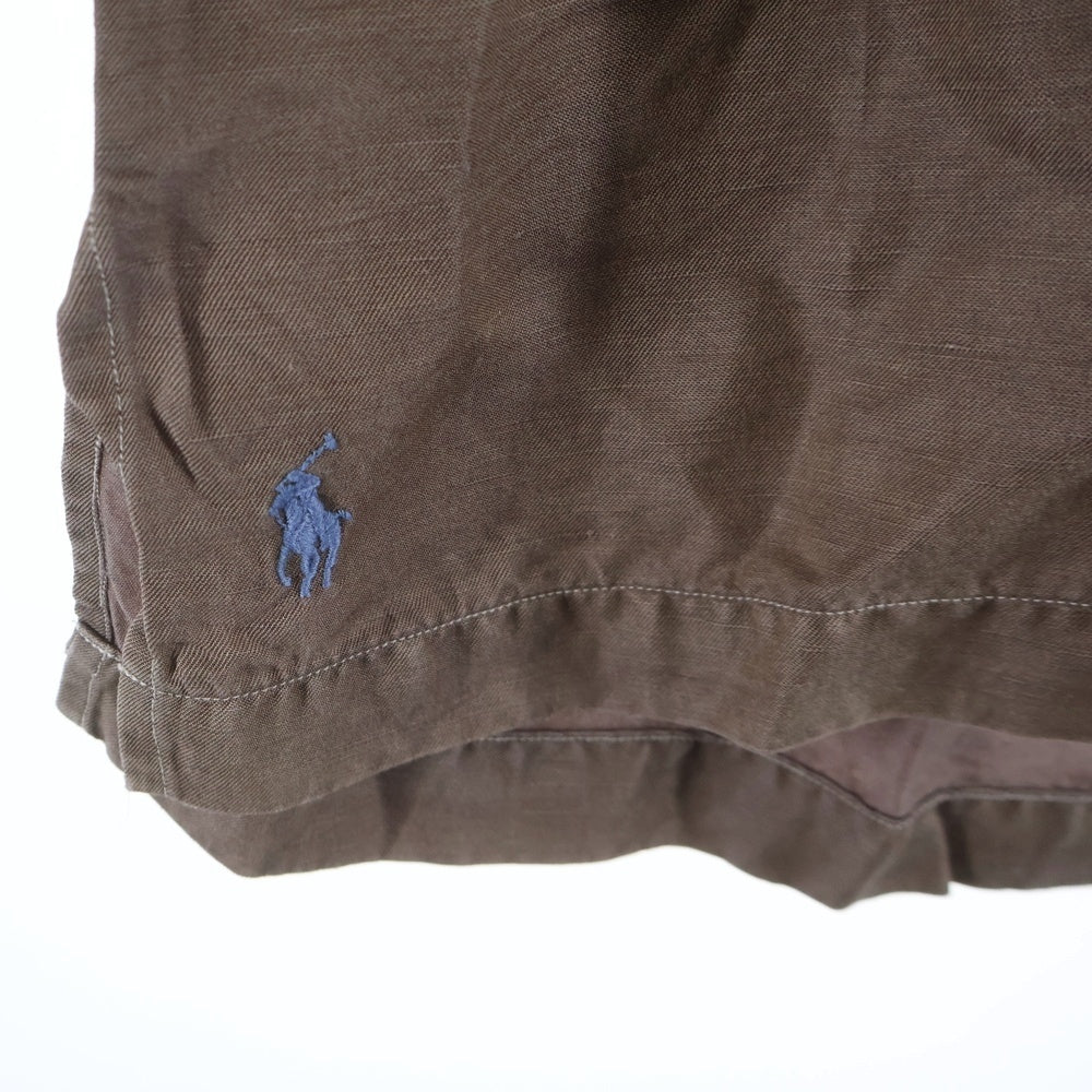 POLO RALPH LAUREN(ポロラルフローレン) CALDWELL SILK LINEN OPEN COLOR S/S SHIRT シルク リネン オープンカラー 開襟 半袖シャツ ブラウン