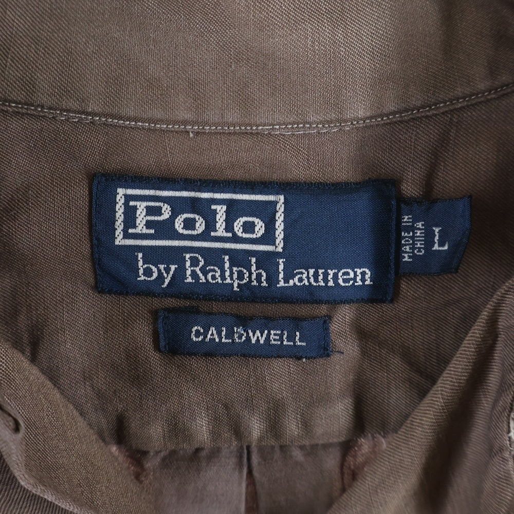 POLO RALPH LAUREN(ポロラルフローレン) CALDWELL SILK LINEN OPEN COLOR S/S SHIRT シルク リネン オープンカラー 開襟 半袖シャツ ブラウン