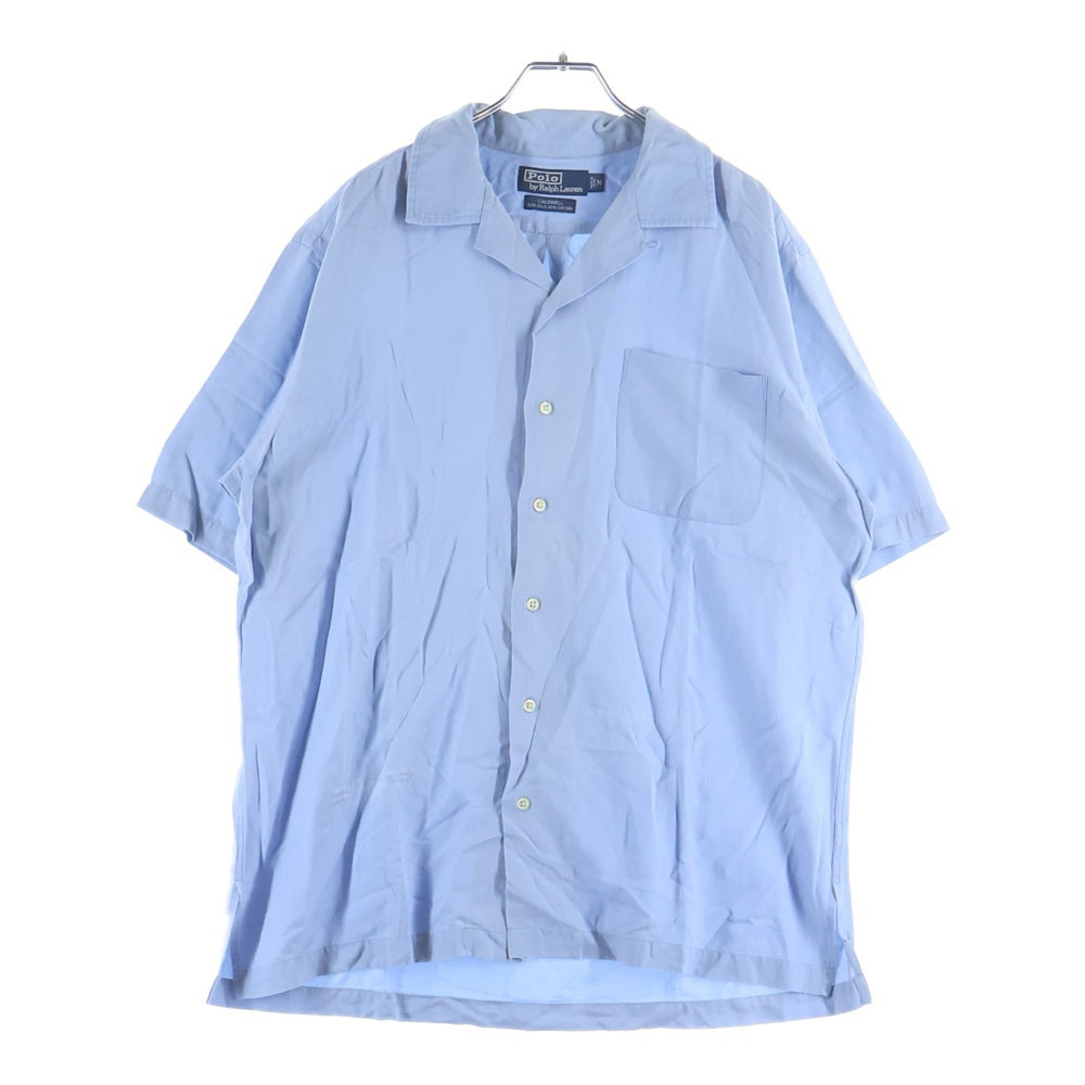 POLO RALPH LAUREN(ポロラルフローレン) CALDWELL SILK COTTON OPEN COLOR S/S SHIRT シルク コットン オープンカラー 開襟 半袖シャツ ブルー