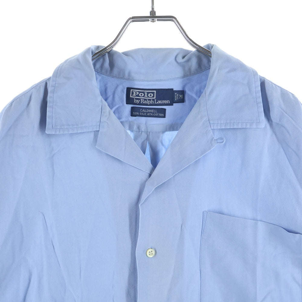 POLO RALPH LAUREN(ポロラルフローレン) CALDWELL SILK COTTON OPEN COLOR S/S SHIRT シルク コットン オープンカラー 開襟 半袖シャツ ブルー